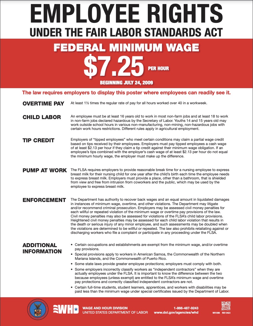 Employee Rights Under the Fair Labor Standards Act Poster