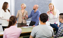 group of students with instructor in classroom