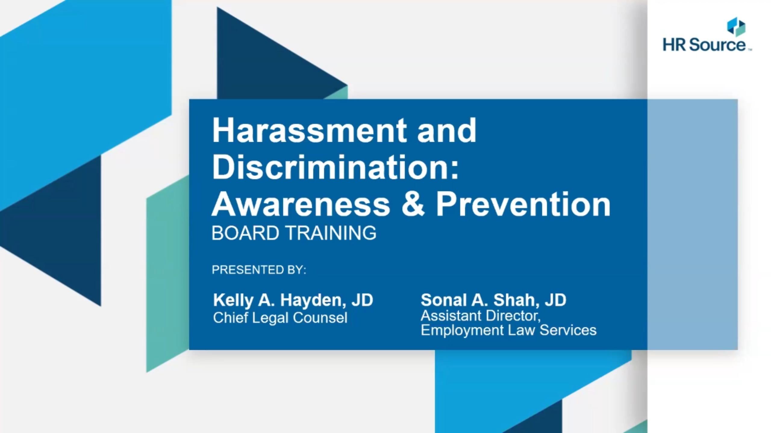 Harassment Prevention Training for Board Members