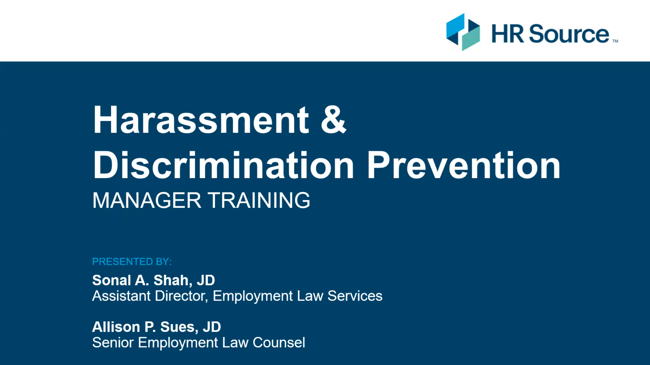 Harassment Prevention Training for Managers